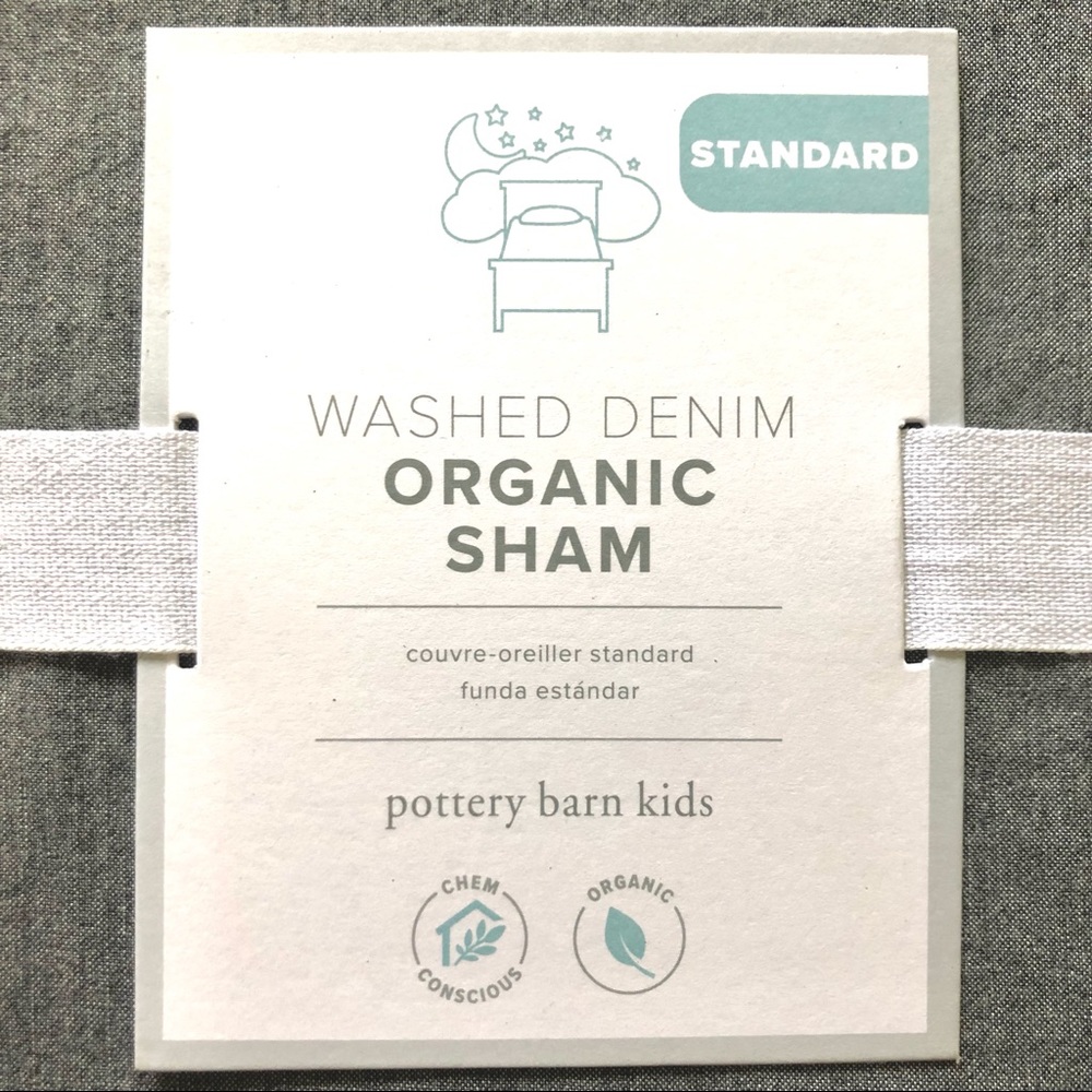 Pottery Barn Kids Organic Sham Washed Denim (Gray) 20x26” NIP